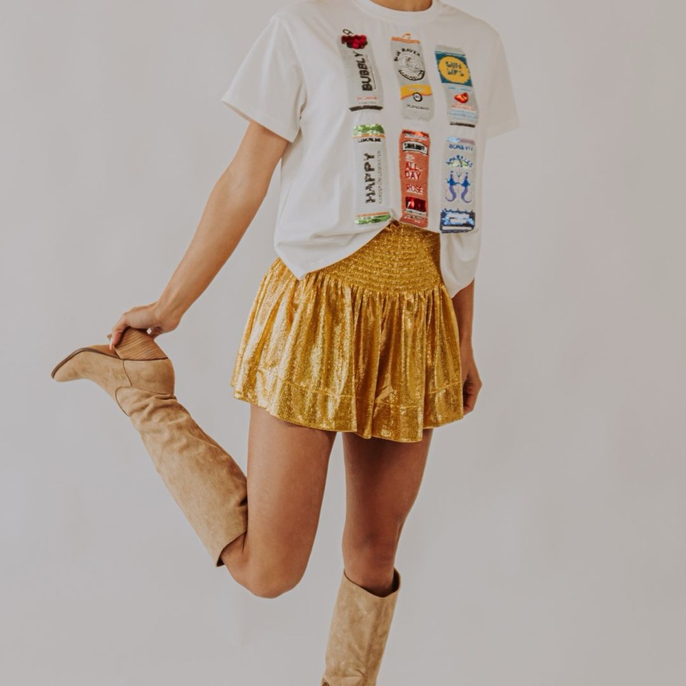 Queen Of Sparkles All The Glory Gold Metallic Shorts View 6